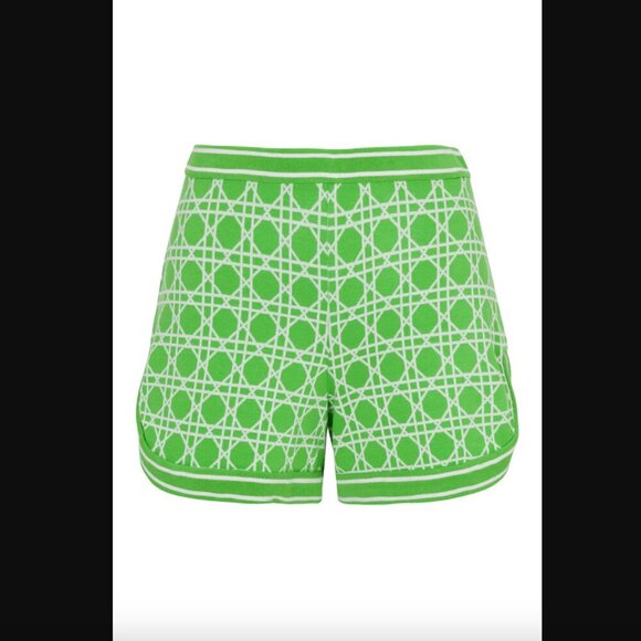 Trina Turk Steffi Billie Jean Green & White Patterned Elastic Waist Short XS - Picture 6 of 10
